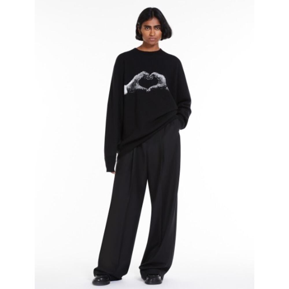 Sportmax intarisa knit wool cashmere oversized sweater mini dress black M